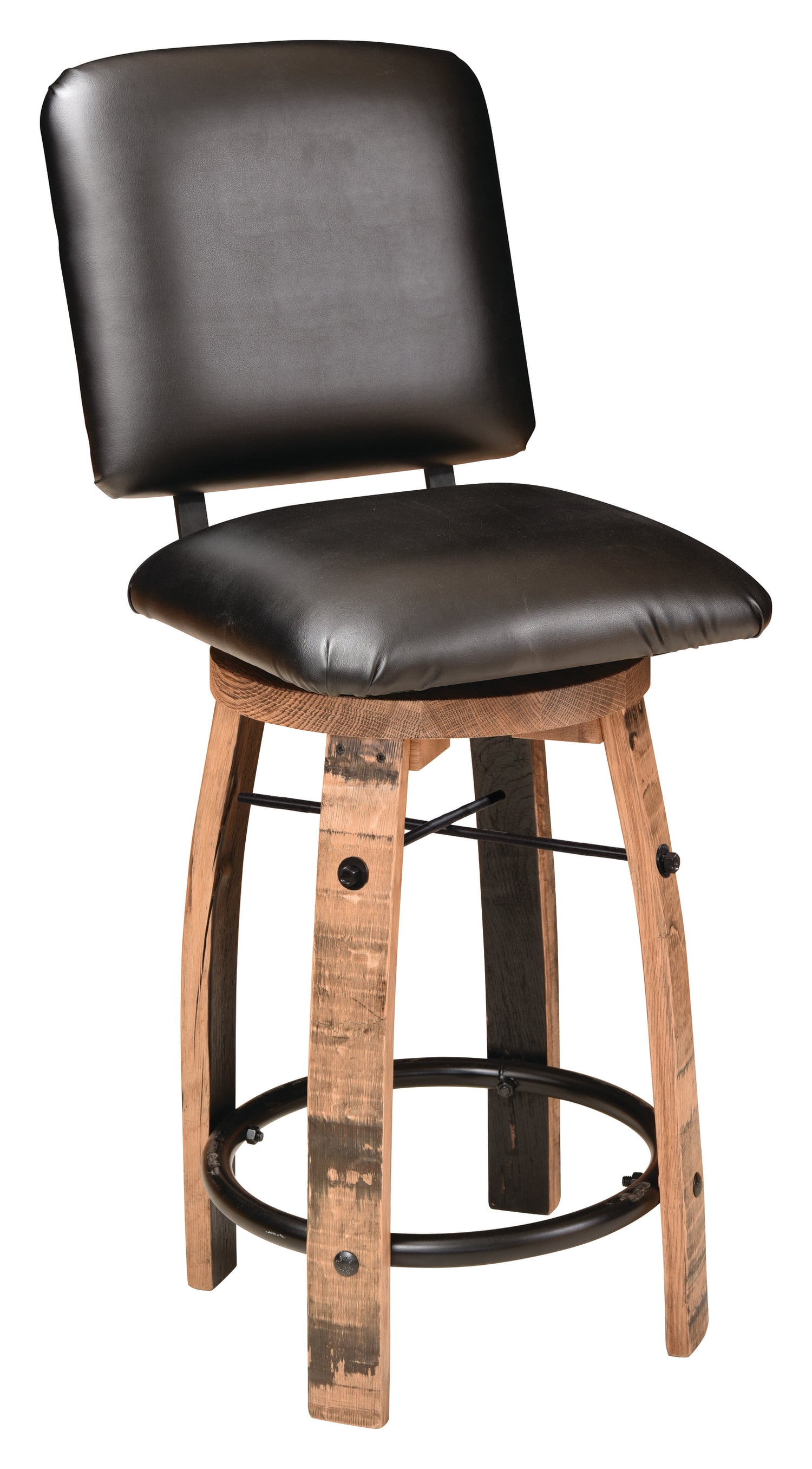 Amish Whiskey Barrel Full Upholstered Bar Stool