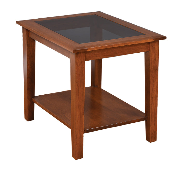 Amish Deluxe Shaker End Table - Smoked Glass Top 22"W x 28"D End Tables Contemporary