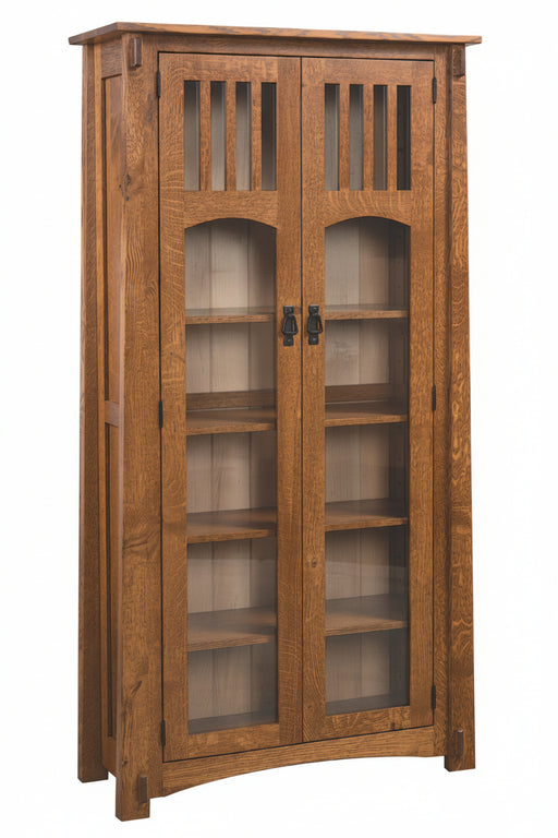 Amish McCoy Enclosed Glass Door Bookcase Display Cabinet/Curio Curios Mission