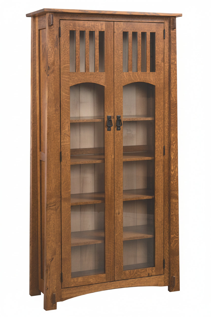 Amish McCoy Enclosed Glass Door Bookcase Display Cabinet/Curio Curios Mission