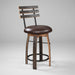 Amish Round Barrel Table With Swivel Fabric Stools Pub Dining Sets Reclaimed Barnwood