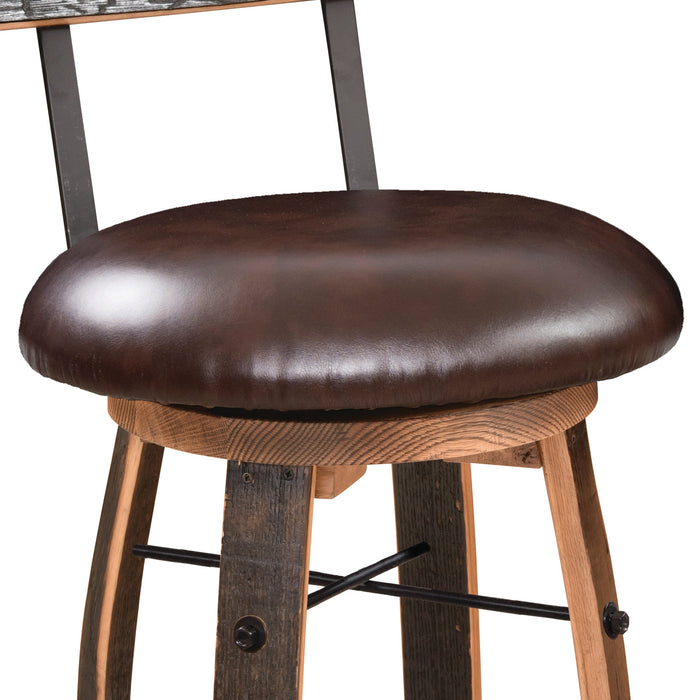 Amish Whiskey Barrel Stave Table with 4 Swivel Barrel Chairs