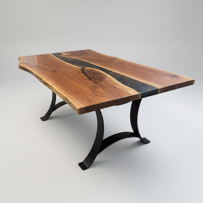 Amish Golden Gate Epoxy River Live Edge Dining Set