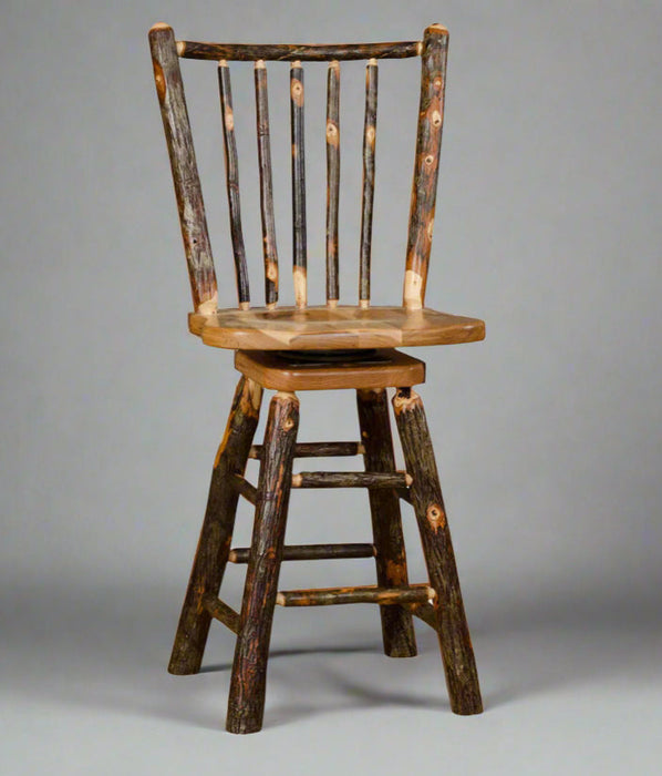 Amish Hickory Log Pub Set with Stick Back Chairs