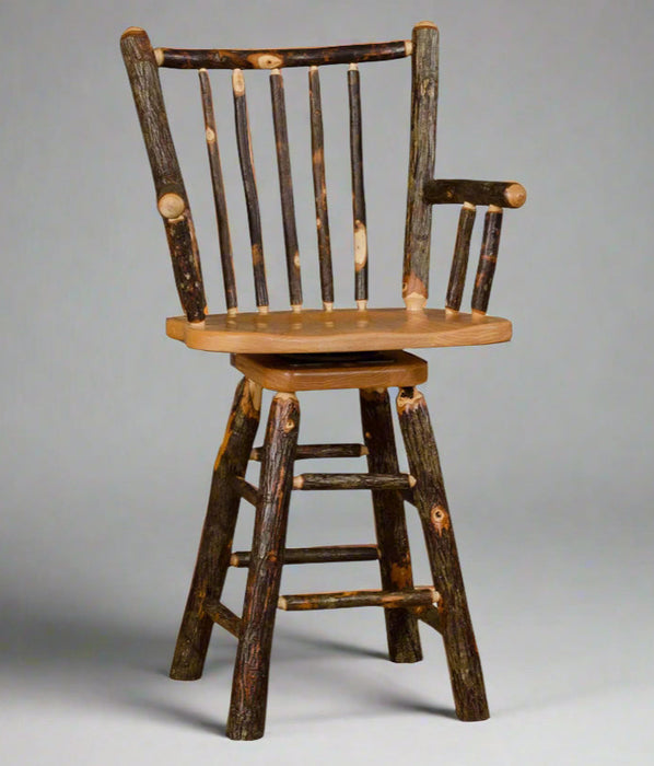 Amish Hickory Log Pub Set with Stick Back Chairs