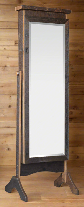 Amish Sliding Door Cheval Mirror - Reclaimed Barnwood Cheval Mirrors Farmhouse Reclaimed Barnwood