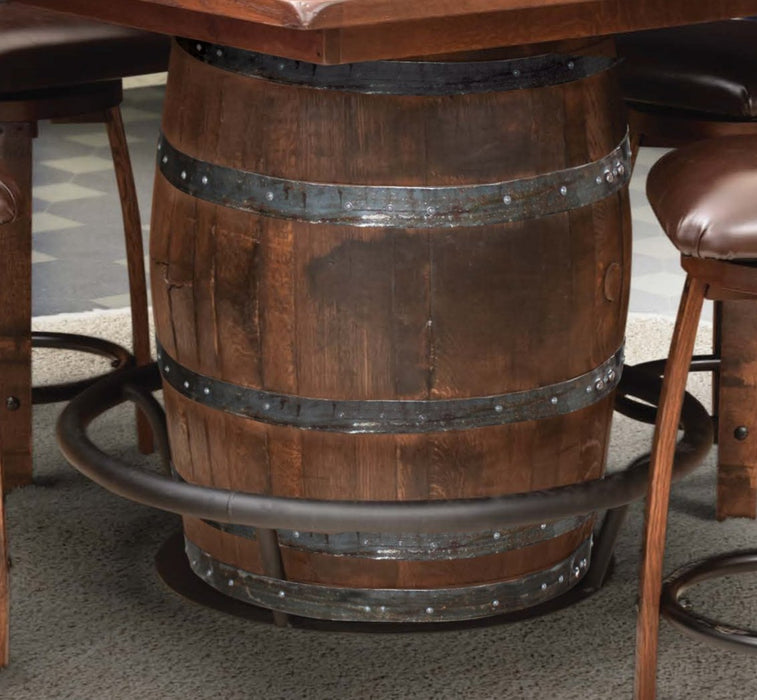 Amish Square Barrel Table With Swivel Fabric Stools Pub Dining Sets Reclaimed Barnwood