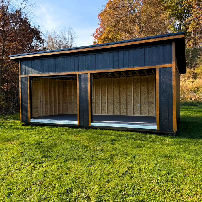 Amish Modern Single Slope Double Garage - 12' x 24' with Electric Package & Luxgaurd Flooring!