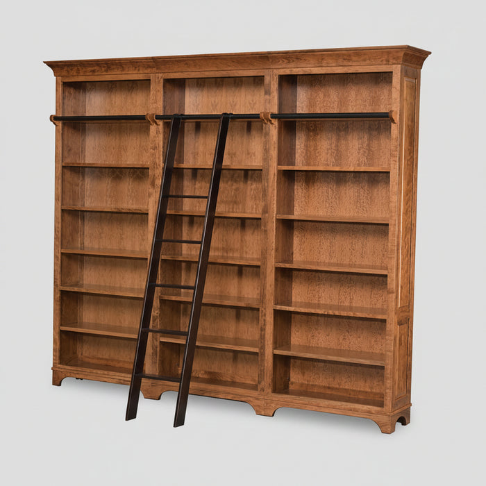 Amish Library Bookcase with Ladder (Custom Sizing Available)