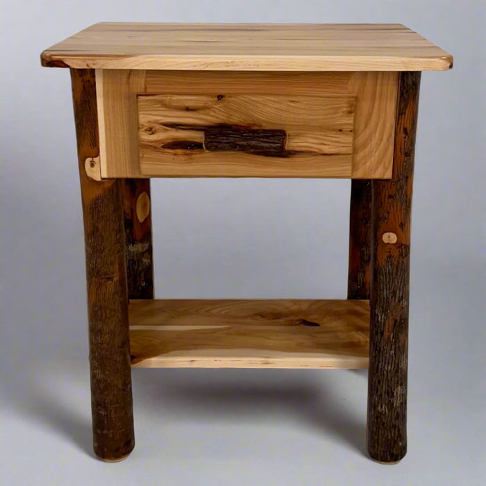 Amish Hickory Log Open Nightstand