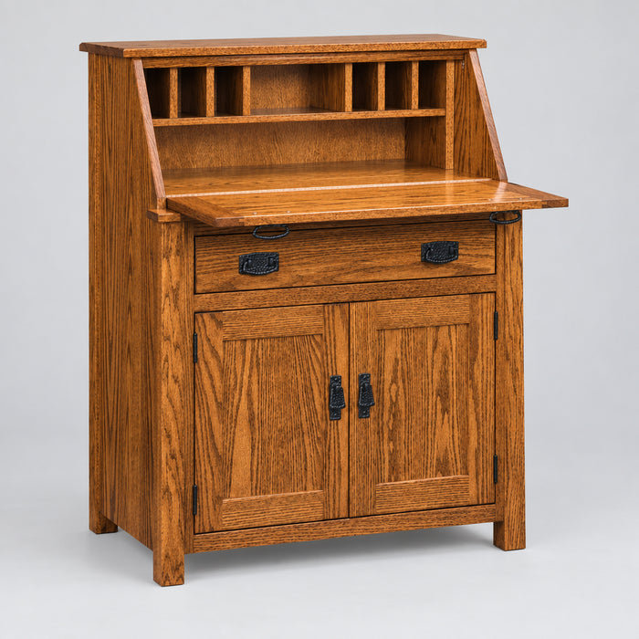 Amish Mission Secretary Desk With Hutch Top
