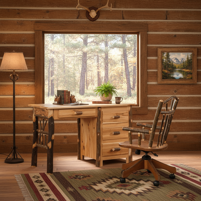 Amish Hickory Log Desk Chair