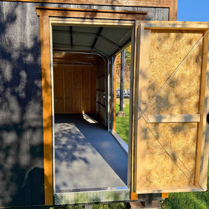 Amish Modern Single Slope Double Garage - 12' x 24' with Electric Package & Luxgaurd Flooring!