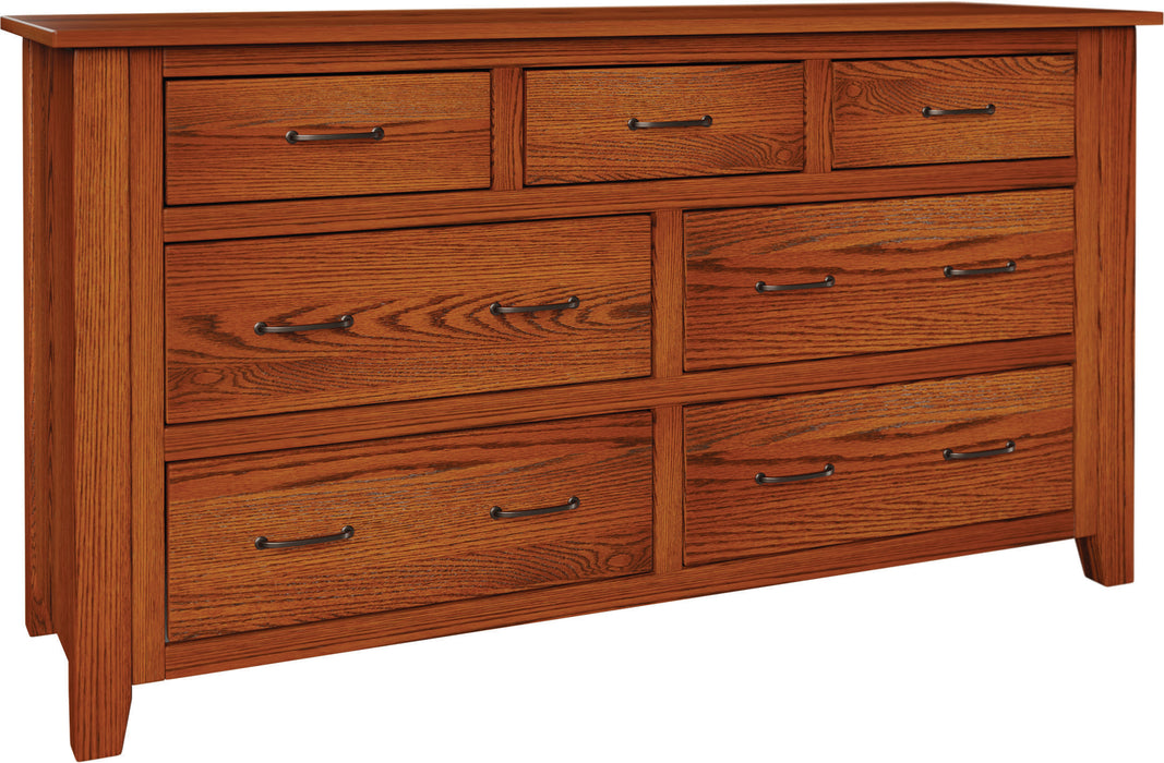 Amish Heavy Shaker 7-Drawer Dresser With Mirror Option Dressers Mission