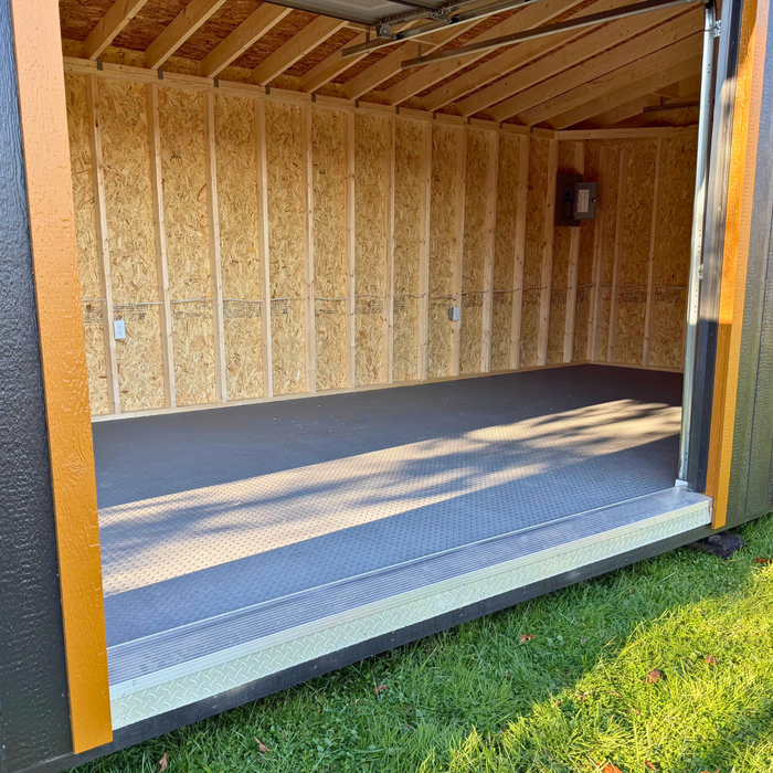 Amish Modern Single Slope Double Garage - 12' x 24' with Electric Package & Luxgaurd Flooring!