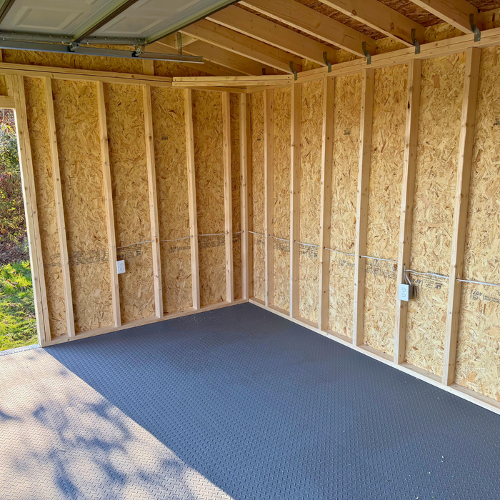 Amish Modern Single Slope Double Garage - 12' x 24' with Electric Package & Luxgaurd Flooring!