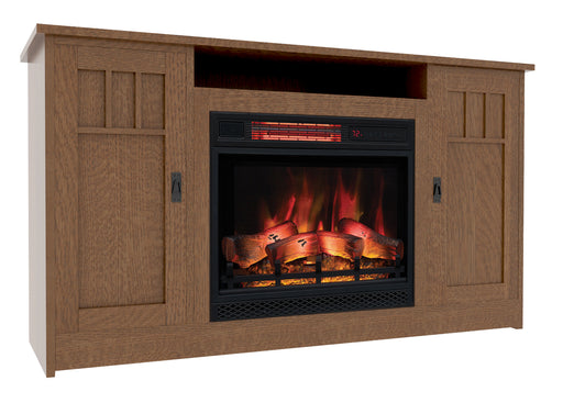 Amish Sierra Mission Fireplace TV Stand Open Storage 30" High TV Stands w/ Fireplace Mission