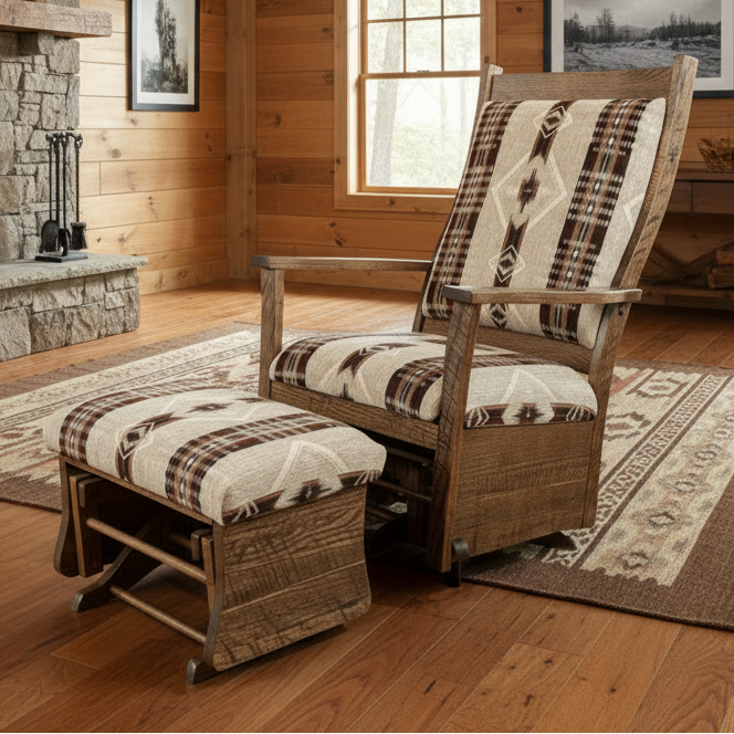 Amish Rough Sawn Glenwood Swivel Glider