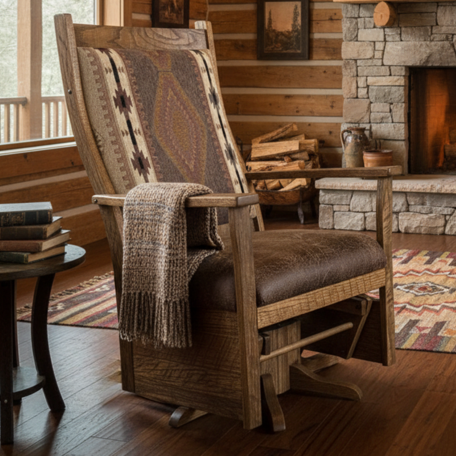 Amish Rough Sawn Glenwood Swivel Glider