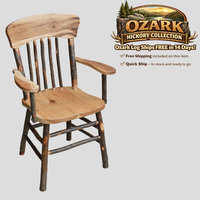 Quick Ship Amish Ozark Hickory Panel Back Dining Chair - Free Shipping! (Multiple Sizes)