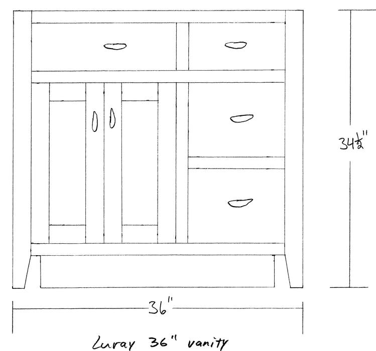 Amish Luray Bathroom Vanity - Multiple Sizes 36" Wide Bathroom Vanities: 40-49" Wide Contemporary