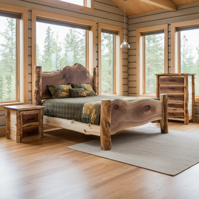 Amish Grand Teton Walnut Live Edge Bed