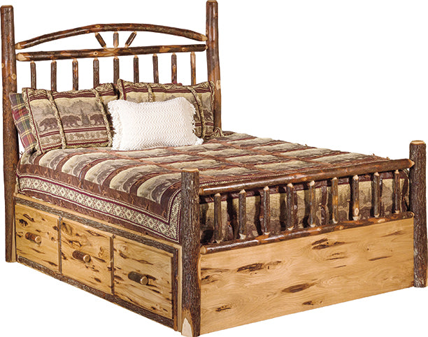 Amish Hickory Log Storage Bed