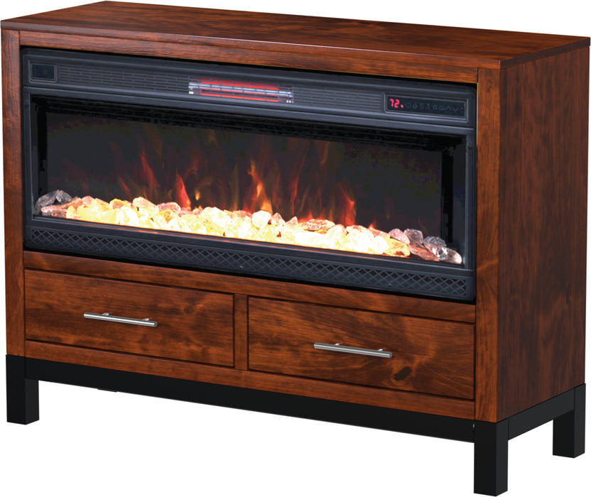 Amish Pierre Fireplace TV Stand - Multiple Sizes 49.25" Wide (Shown) TV Stands w/ Fireplace Modern