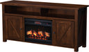 Amish Tulsa Fireplace TV Stand - Multiple Sizes 64"W x 18"D x 30.5"H (Shown) TV Stands w/ Fireplace Farmhouse Rough Sawn