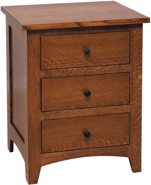 Amish Bar Mills 3 Drawer Night Stand Nightstands Mission Rough Sawn