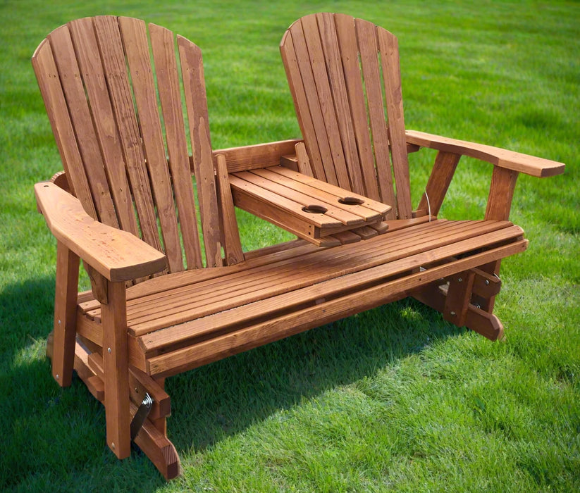 Amish Treated 5' Adirondack Glider Brown Cedar Stained Pine Treated Gliders