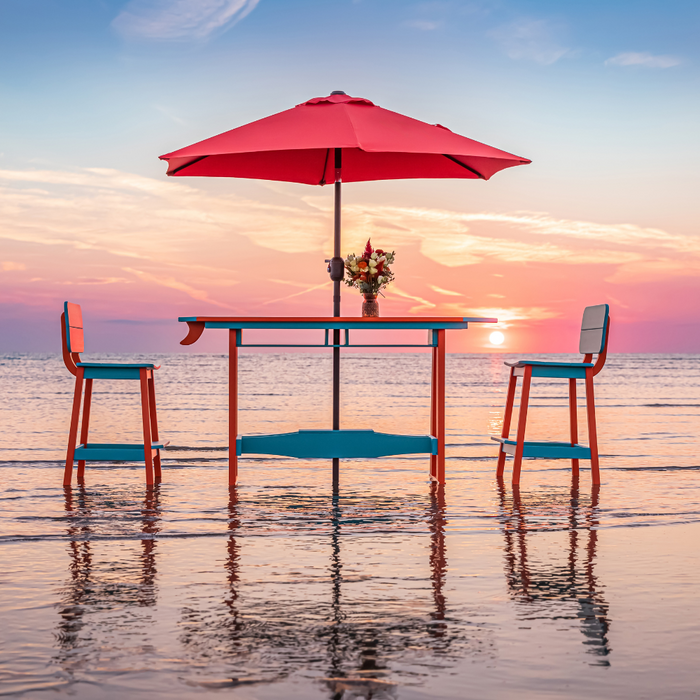 Amish Surf-Aira Bar Table
Amish Made Poly Bar Table
Cardinal Red on Powder Blue