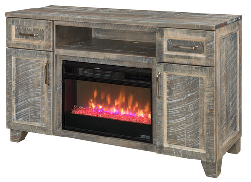 Amish Chandler Fireplace TV Stand TV Stands w/ Fireplace Contemporary Farmhouse Rough Sawn