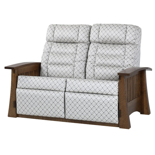 Craftsman Mission Wallhugger Reclining Love Seat Reclining Love Seats Heartland Fabric Indoor Fabric Mission