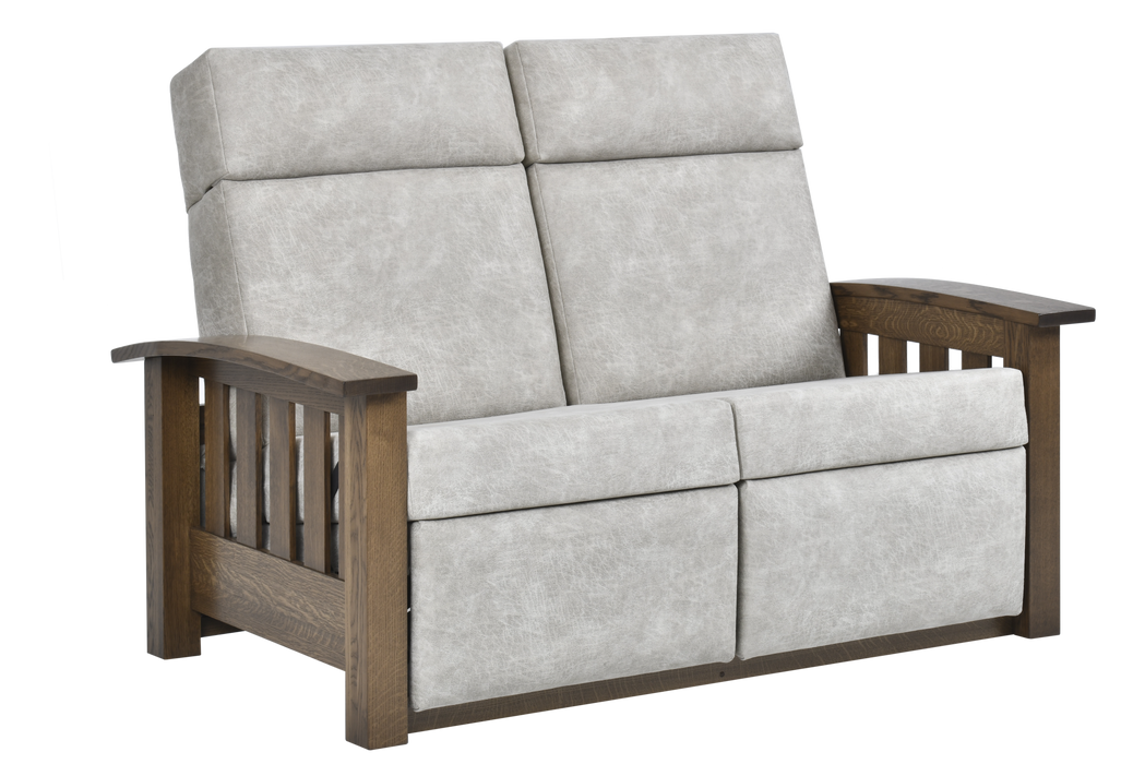 Timber Mission Wallhugger Reclining Love Seat Reclining Love Seats Heartland Fabric Indoor Fabric Mission