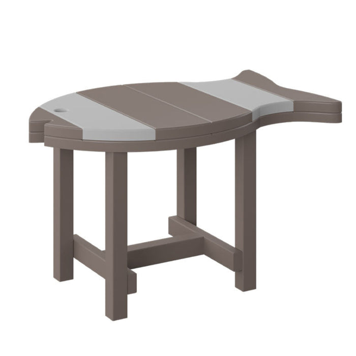 AC47 - Fish Shape Outdoor Poly End Table Amish Country Poly Furniture Anchor Grey on Light Grey Dutch line Poly Lumber