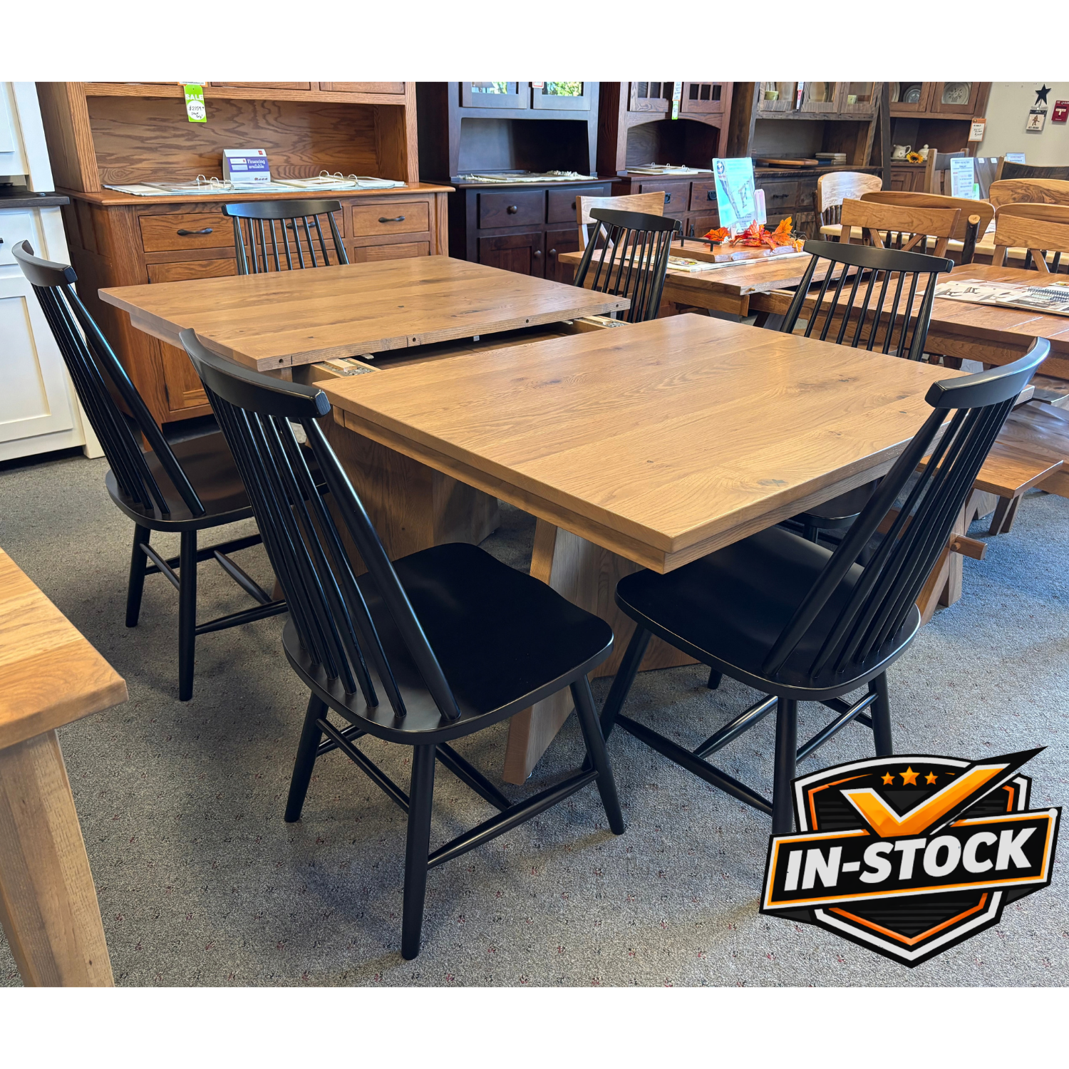Amish Charlotte Double Pedestal Dining Set - In-Stock