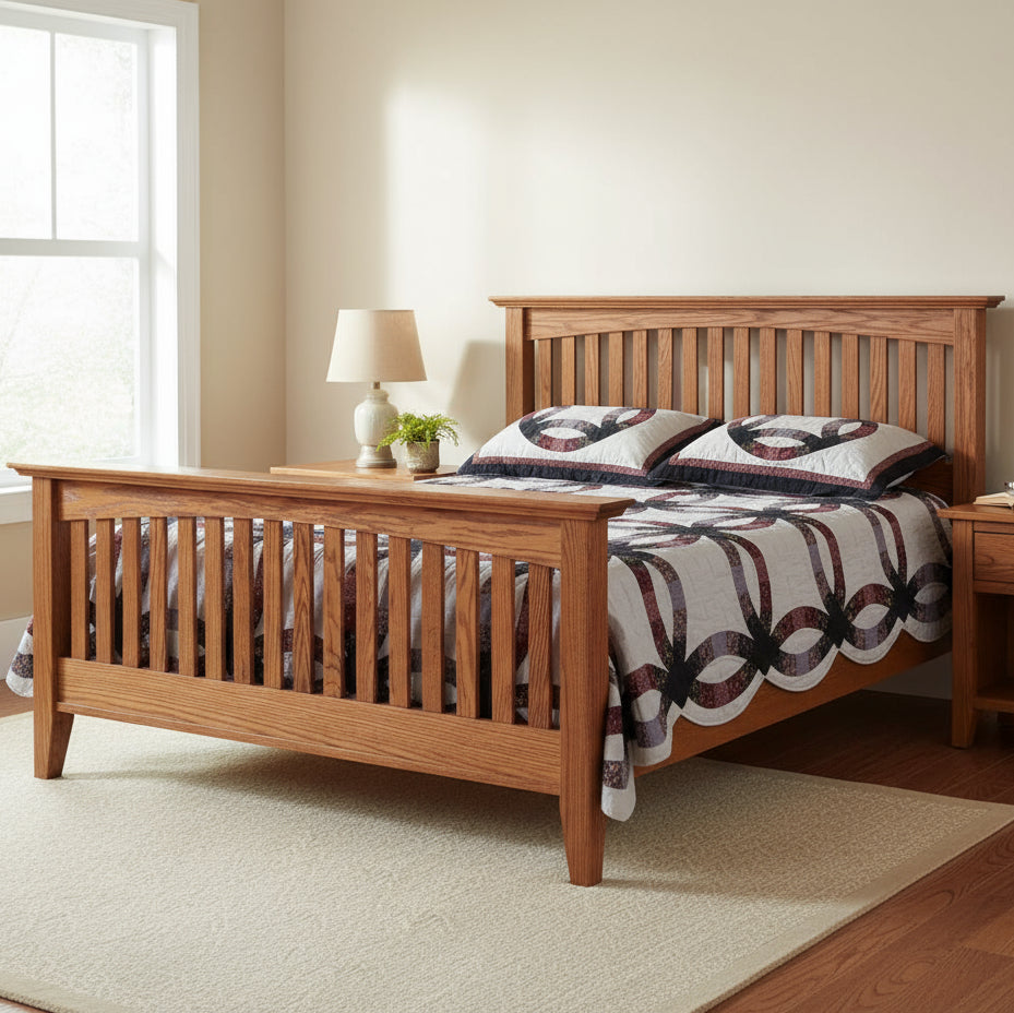 Amish Arch Mission Slat Bed