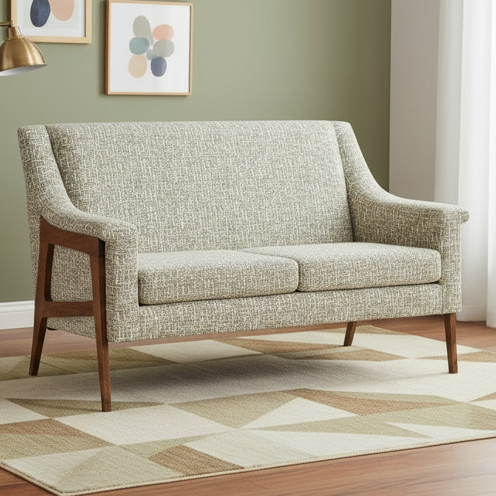 Amish Andover Loveseat Stationary Love Seats Heartland Fabric Indoor Fabric Mid-Century Modern