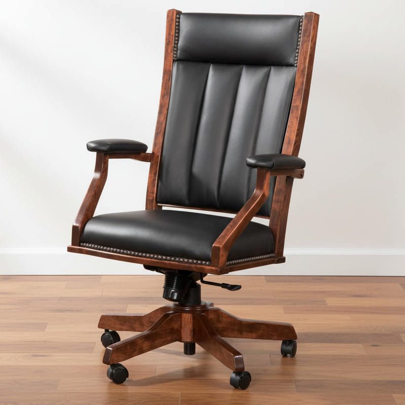 Amish Alabama Mission Office Chair With Arm Covers