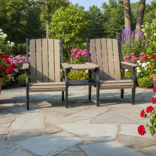 Amish-Columbia-Comfort-Chair-Settee Coastal Gray on Black Durable outdoor furniture