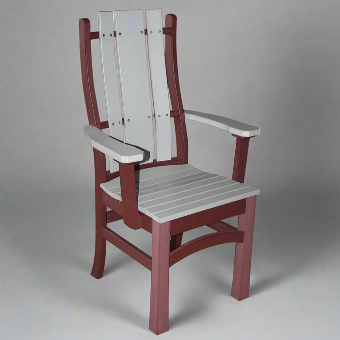 Amish-Madison-Arm-Chair Light Grey on Cherry Wood