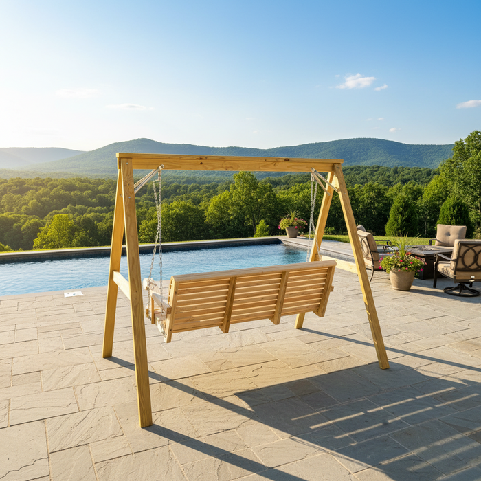 Amish 5' Cypress Grandpa Swing With A-Frame - In-Stock