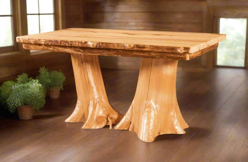 Amish Double Stump Pedestal Dining Table Double Pedestal Dining Tables Log Furniture