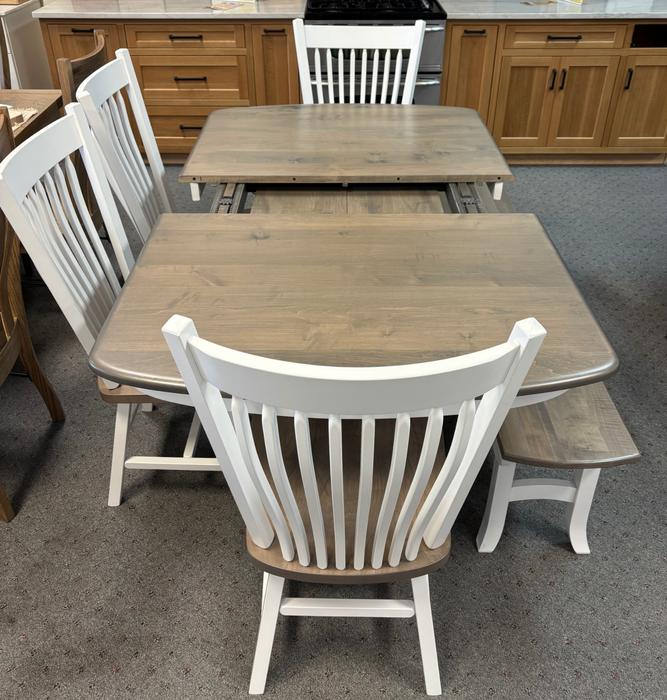 Amish Farmhouse Galveston Table And Chair Set - Solid Brown Maple