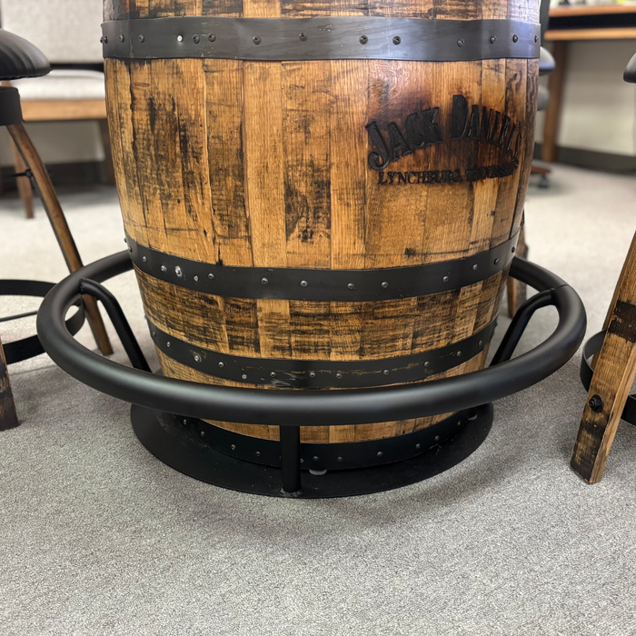 Amish Hickory Jack Daniels Whiskey Barrel Pub Table and Chairs Set - In-Stock
