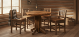 Amish Round Barn Beam Table & Settlers Bar Chairs Pub Dining Sets Reclaimed Barnwood