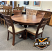 Amish Richfield Single Pedestal Dining Set In-Stock - Walnut Wood - Fabric Seat Easton Dining Chairs - Contemporary Walnut Amish Dining Set