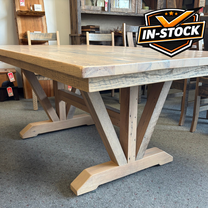 Amish Reclaimed Barnwood Vineyard Dining Set - In-Stock