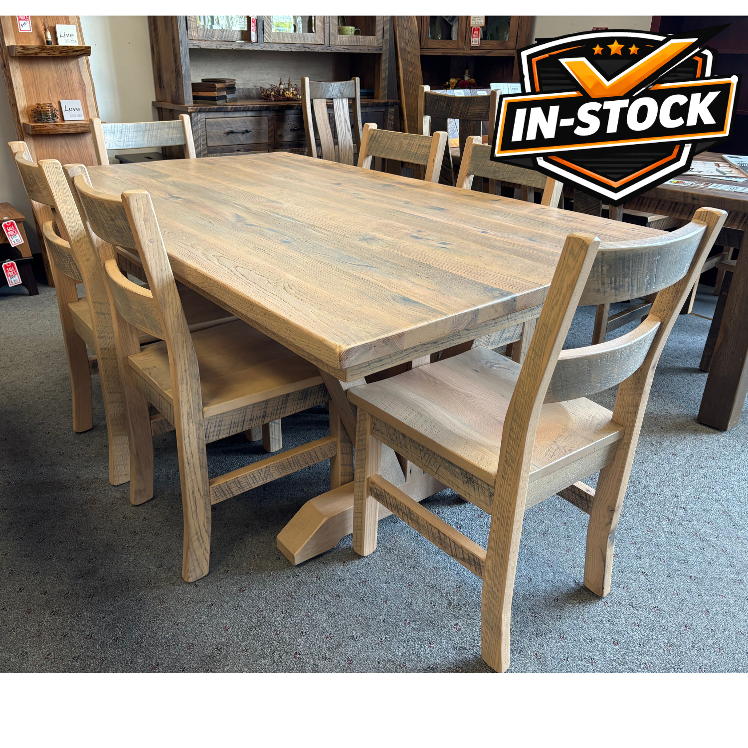 Amish Reclaimed Barnwood Vineyard Dining Set - In-Stock